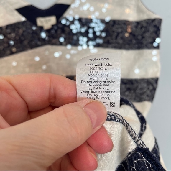 J. Crew Factory Navy/White Sequined Tank Top XXS - Picture 8 of 12